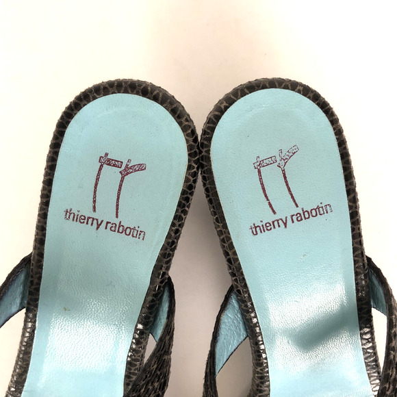 THIERRY RABOTIN Kitten Heel Shoes Sz 36.5 / 6.5 Snake Adjustable Straps Italy - Picture 12 of 14